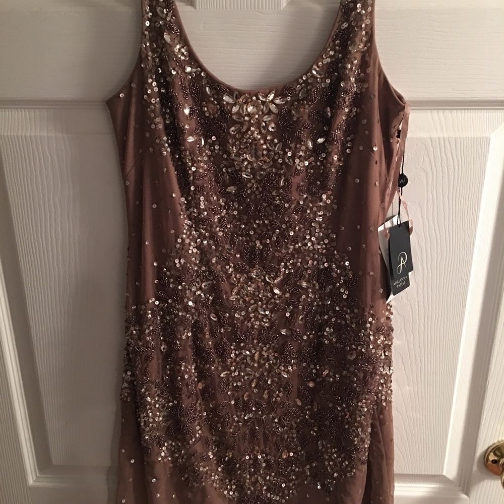 Aidrianna Papell Scoop Neck Sequin Beaded Dress